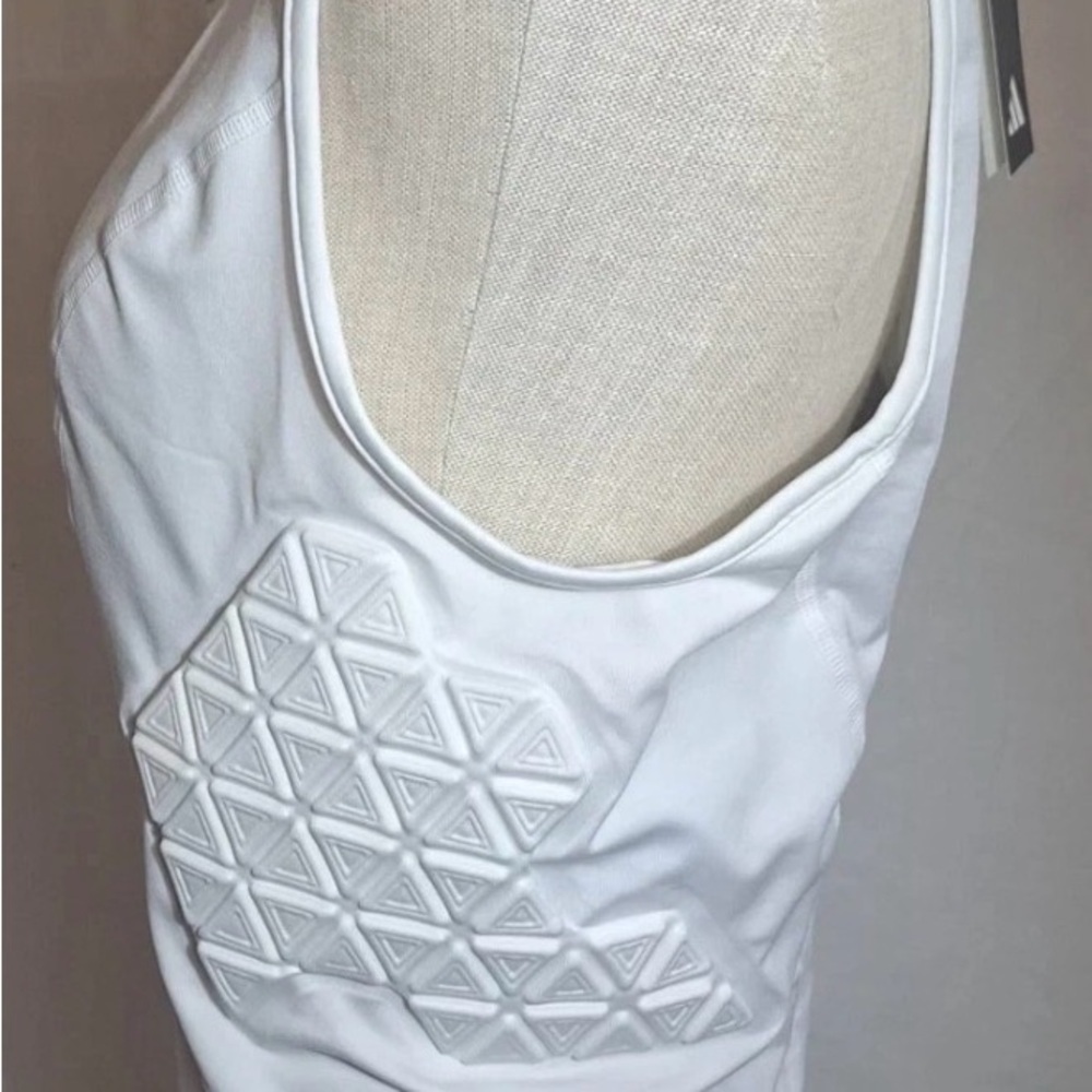 New Adidas Padded Tank Top Men’s White Compression Sports Training IM3593 - Picture 2 of 9